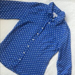 J. Crew Blue and White Linen Button Down Shirt